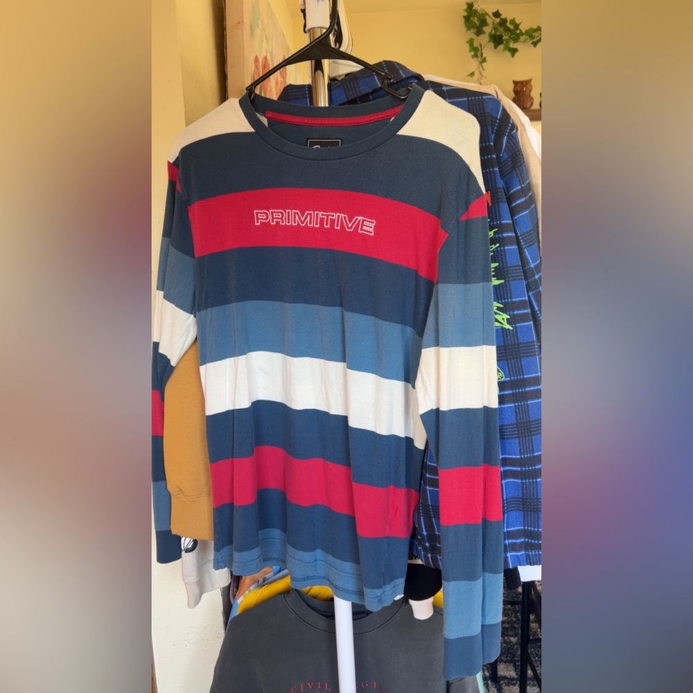 Vintage Primitive Blue and Red Striped Shirt